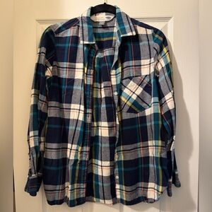 Old Navy Blue Plaid Flannel Button Down